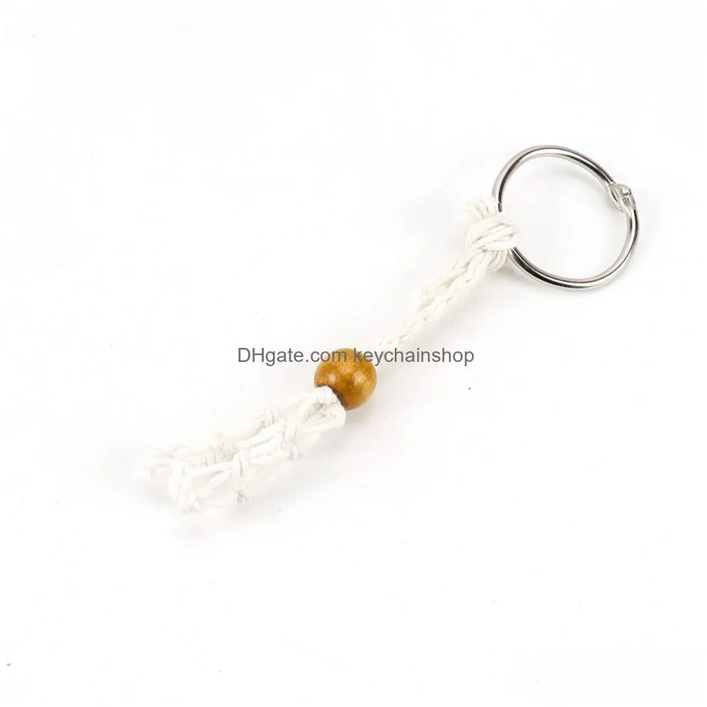 Keychains & Lanyards Adjustable Cord Empty Stone Holder Wax Rope Key Rings Diy Natural Quartz Crystal Healing Net Bag Pendant Fit For Dhrt6