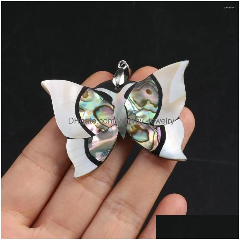 Charms Charms 50X46Mm Butterfly Shape Pendant Natural Freshwater Shell Mother Of Pearl For Jewelry Making Diy Women Necklace Earring D Dh4Dv