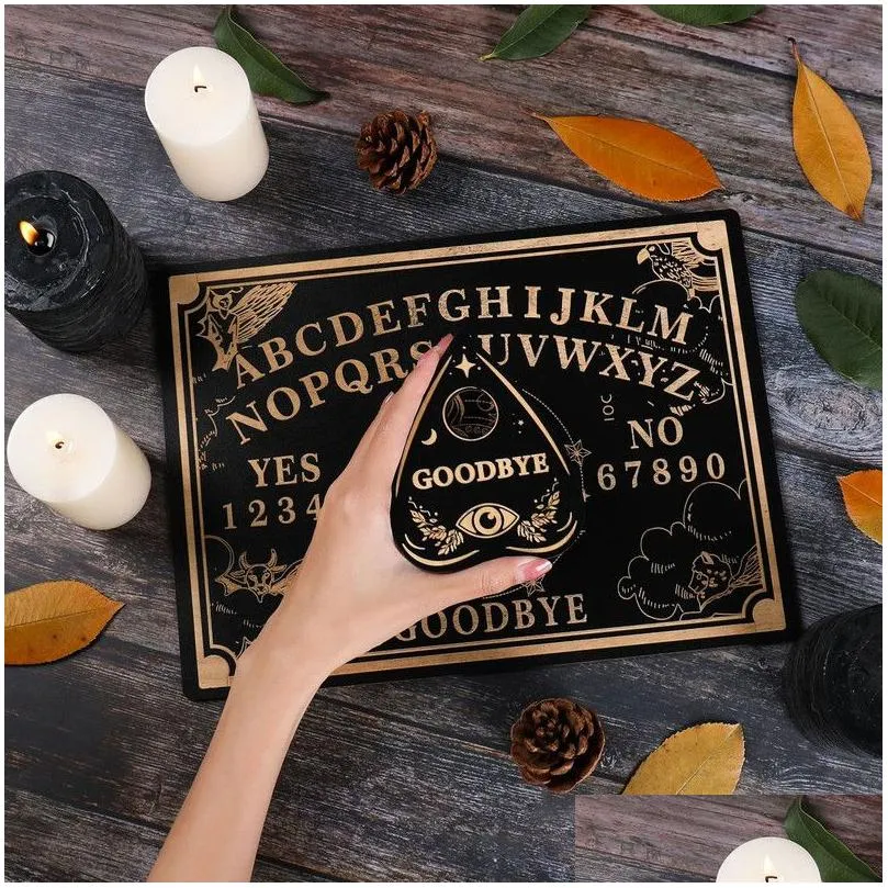12inch Wooden Divination Engraved Magic Ouija Metaphysical Message Witchs Pendulum Board Kit 220816