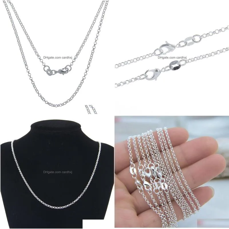 Chains Whole 100Pcs Lot Solid 925 Sterling Sier O Link Chains Necklaces For Jewelry Charms Pendants 16 18 20 22 24 26 28 30 8 Sizes894 Dhx6N