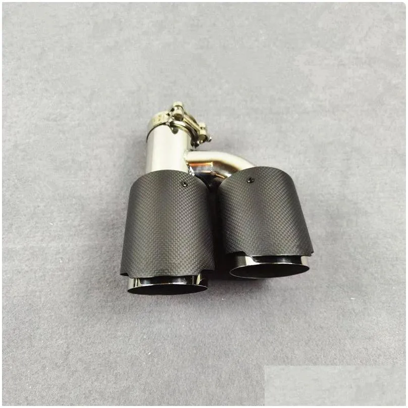 h style exhaust muffler tips universal matte carbon fiber with stainless steel car pipe auto exhausts end pipes