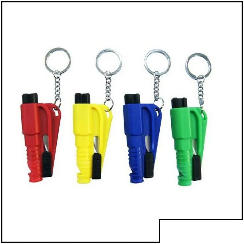 Key Rings Key Rings Life Saving Hammer Chain Portable Self Defense Emergency Rescue Car Accessories Seat Belt Window Break Tools Saf D Dhcf7