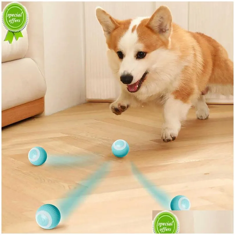 Dog Toys & Chews New Electric Dog Toys Rolling Ball Smart Funny Self-Moving Puppy Games Pet Indoor Interactive Play Supply Drop Delive Dhfrl