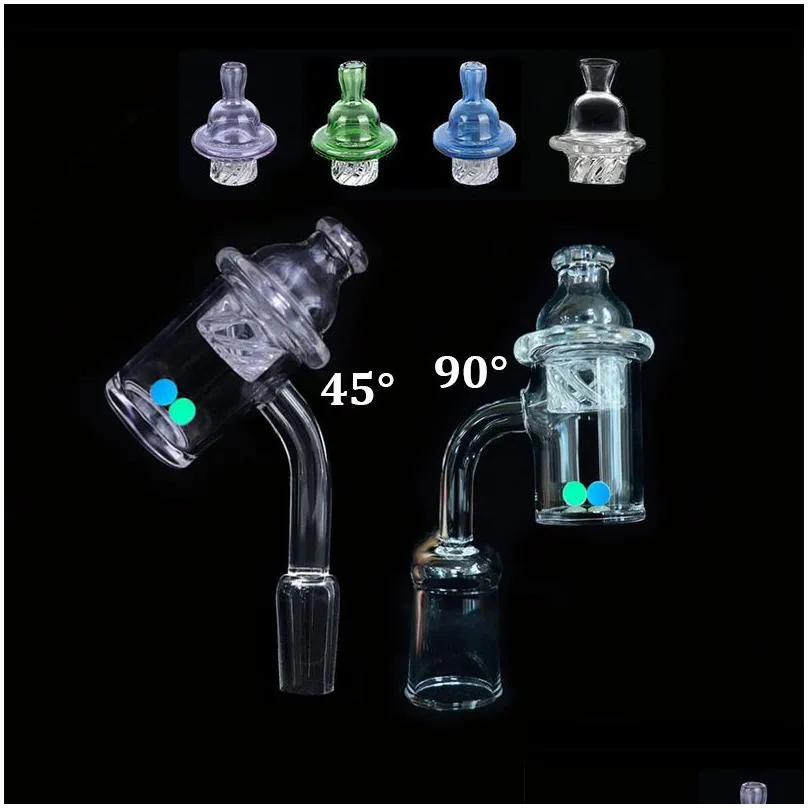 45 90 degrees quartz banger nail with spin carb cap and dab terp pearls 10mm 14mm 18mm male female quarts banger nail for bong dab rig