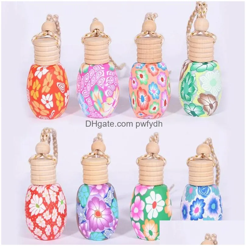 gift car perfume bottles pendant soft clay  oil diffuser ornaments air freshener pendant craft empty perfume bottle 04