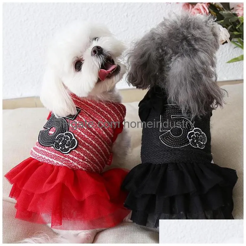 Dog Apparel Dog Apparel Fashion Wedding Party Girl Pet Dresses Winter Warm Thick Coat Bow Female Yorkshire Chihuahuwa Autumn Clothing Dhjhy