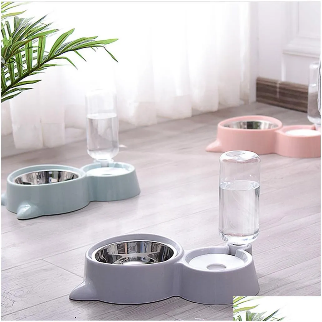 Bubble Pet Bowls Stainless Steel Automatic Feeder Water Dispenser Food Container for Cat Dog Kitten Supplies Drop Ship Y200917