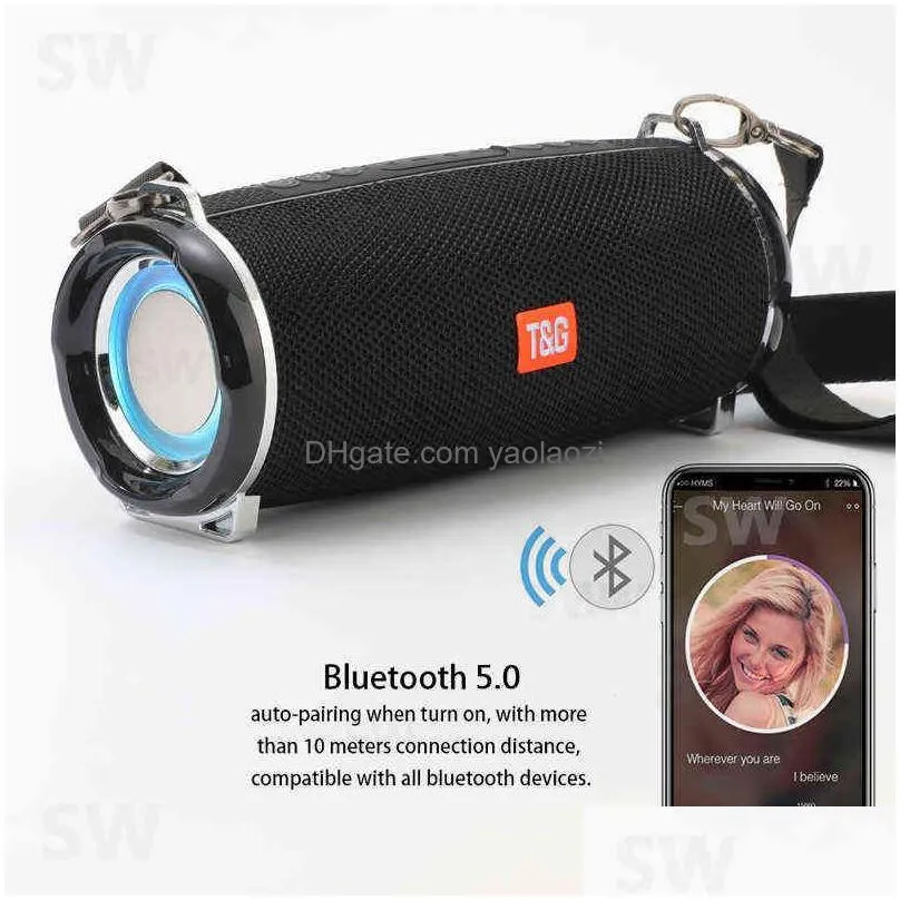 Portable Speakers Bluetooth Speaker Outdoor Radio O Amplifier Waterproof Soundbar Column U Disk Wireless Subwoofer Led Light Soundbo Dhf4H