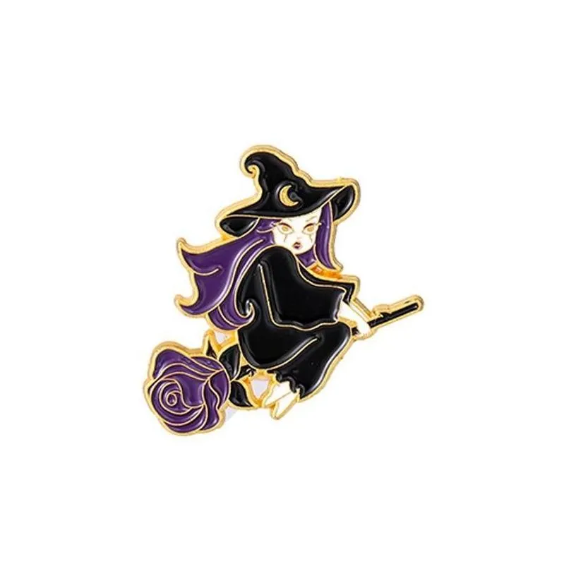 Pins, Brooches Pins Brooches Funny Magic Potion Hat Enamel Pin Metal Brooch Retro Punk Style Little Witch Badge Jewelry 6166 Q2 Drop D Dhgpv