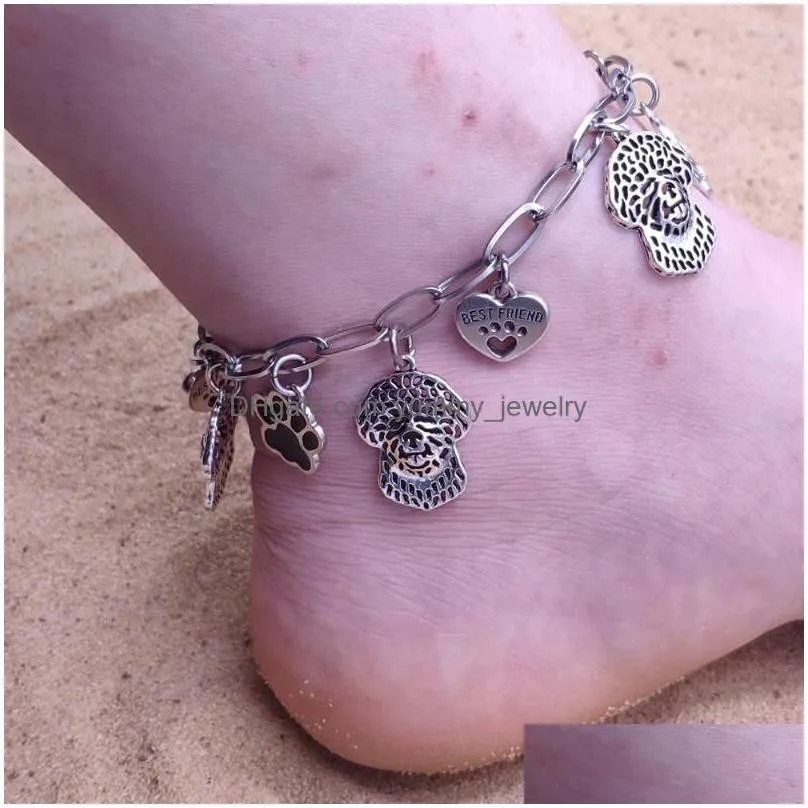 Anklets Anklets Summer Beach Foot Jewelry Anklet 16 Styles Stainless Steel Dalmatian Dog Animal Ankle Chains Accessories Y Women Gift Dhkj8