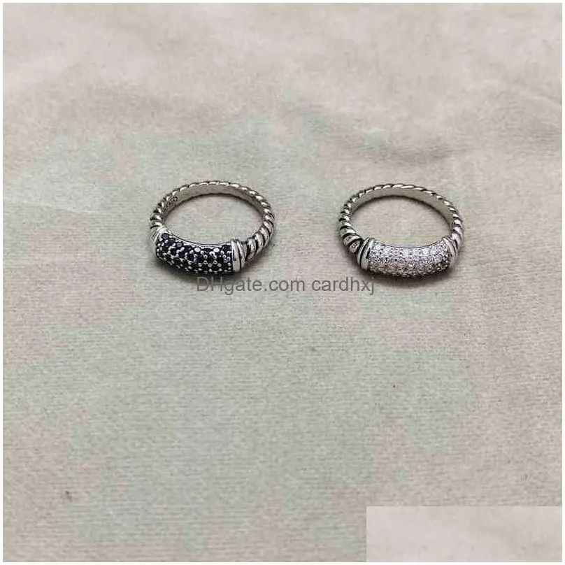 Band Rings Fashion Jewelry Platinum Band Ring Rings Designer Diamond High Quality Mens Black White Plated Womens216B Drop Delivery Jew Dhy1X