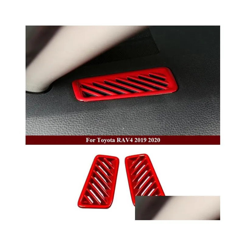 car interior red chrome decoration accessories for 2019-2021  rav4 armrest console strips water cup cover air vent trims