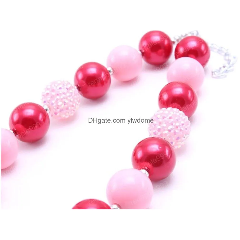 Jewelry Pinkaddred Love Heart Chunky Necklace Bubblegum Bead Best Gift Baby Girl Jewelry For Toddler Children Drop Delivery Baby, Kids Dhtzj