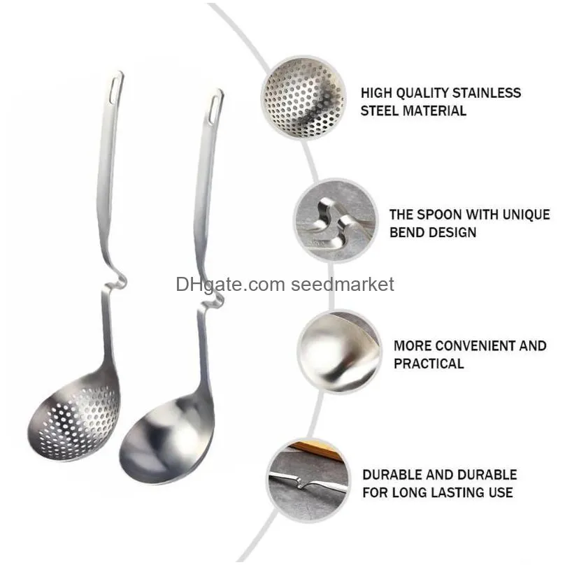 spoons 2pcs soup ladle slotted spoon pot hanging colander kitchen tool