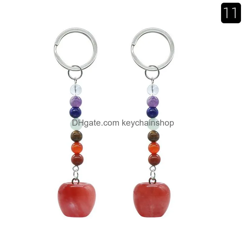Keychains & Lanyards Christmas Eve  Statue Key Rings 7 Colors Chakra Beads Chains Stone Charms Keychains Healing Crystal Keyrings Dhn8J