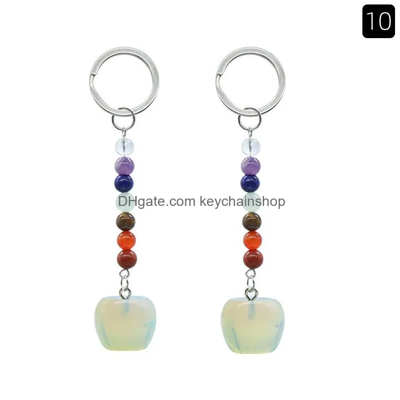 Keychains & Lanyards Christmas Eve  Statue Key Rings 7 Colors Chakra Beads Chains Stone Charms Keychains Healing Crystal Keyrings Dhn8J