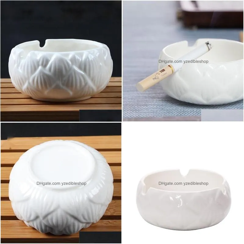 smoking accessories tobacco ashtray ceramic gray cylinder white porcelain lotus kung fu tea ceremony smoke bowl