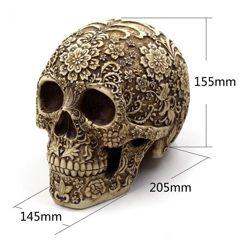 BUF Modern Resin Statue Retro Decor Home Decoration Ornaments Creative Art Carving Sculptures Skull Model Halloween Gifts 220624