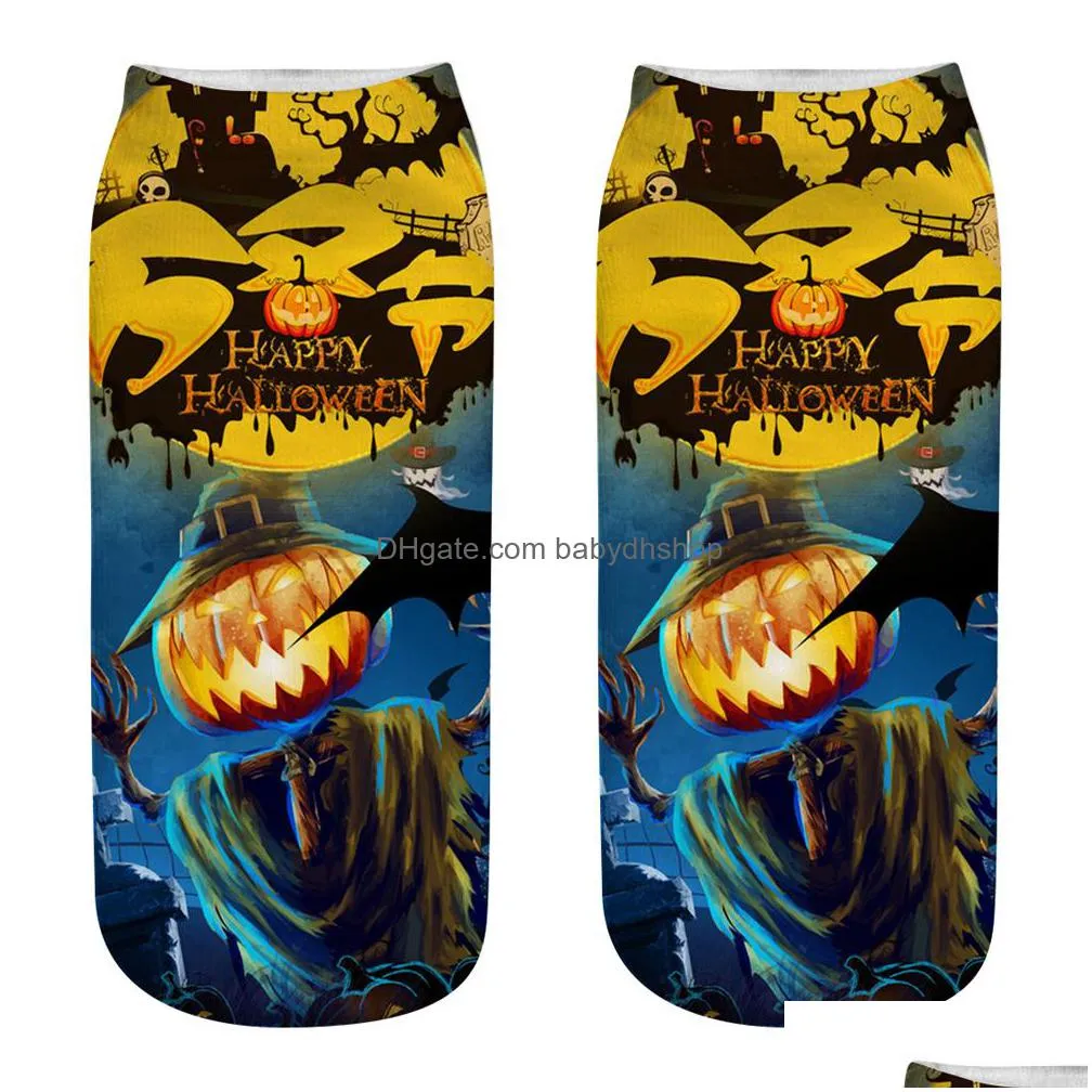 short socks 3d threedimensional halloween christmas cat and dog print sports socks skeleton ghost feet naked sock