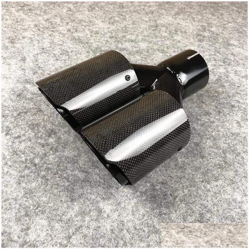 1 pcs full carbon fiber add glossy black stainless steel exhaust muffler pipes auto universal akrapovic car dual tips