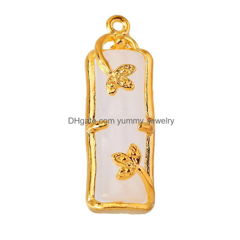 Charms Charms 10Pcs Cute Butterfly Bamboo Lucky Charm Pendant For Womens Collarbone Chain Earrings Diy Jewelry Making Supplies Drop De Dhmna