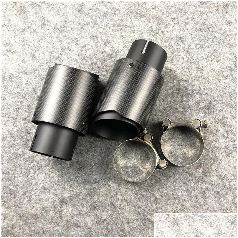 black stainless steel for universal akrapovic exhaust muffler tips auto carbon car cover styling1pcs