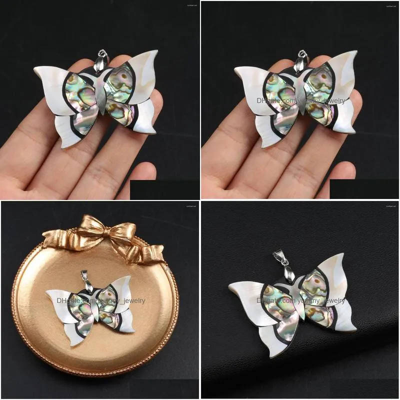 Charms Charms 50X46Mm Butterfly Shape Pendant Natural Freshwater Shell Mother Of Pearl For Jewelry Making Diy Women Necklace Earring D Dh4Dv