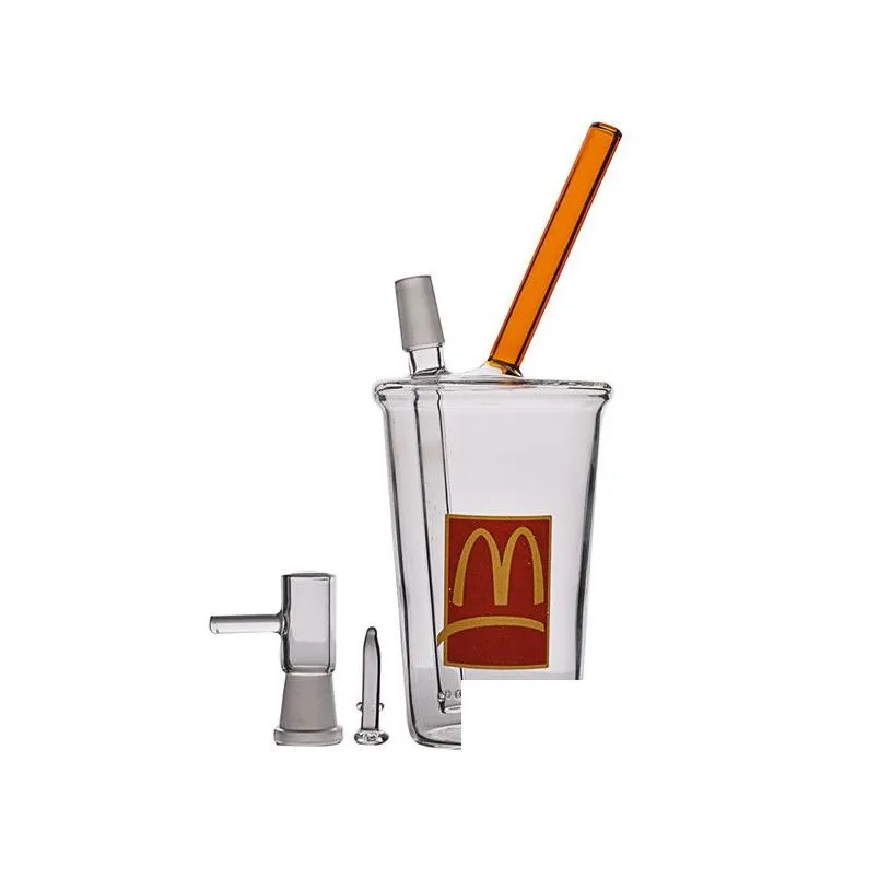 mcdonald glass bong bubbler nail heady dab rigs hookahs smoking waterpipe dabber tube dry smoke pipes with 14mm joint