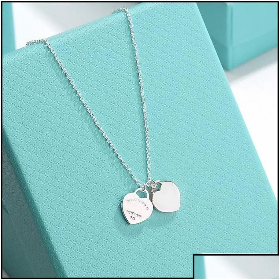 Pendant Necklaces Pendant Necklaces Design Brand Classic Double Heart Love Necklace Clavicle Cupronickel Gold Sier For Women Jewelry D Dhanr