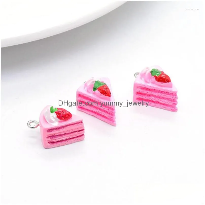 Charms Charms Mini Chocolate Stberry Cake Resin Dessert Food Pendant Craft Diy Jewelry Making For Necklace Bracelet Earring Keychain D Dhchs