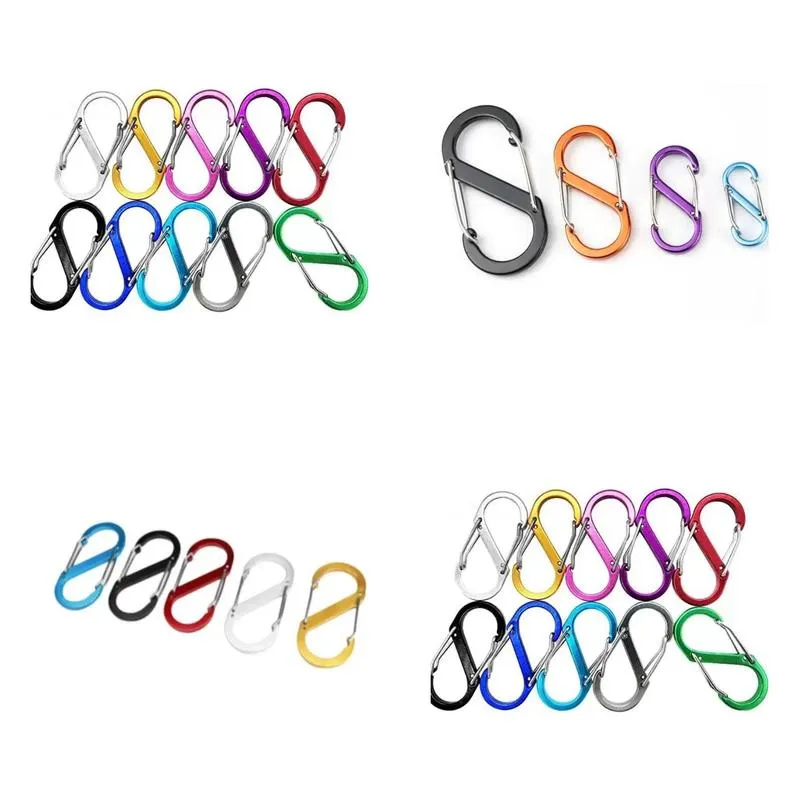 51x23mm Large Keychain Multifunctional Key Ring Outdoor Tools Camping S-type Buckle 8 Characters Quickdraw Carabiner June21