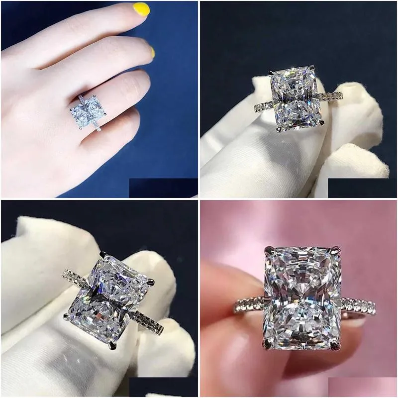 Band Rings Band Rings 2021 New Arrivals 925 Engagement Ring Luxury Bold Big Wedding Set For Bridal Women African Finger Christmas Gift Dhloi