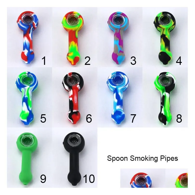 Silicone Hand Pipe Multi Designs Water pipes Tobacco Smoking Pipes Cartoon Figure multi designs for Dry Herb Portable unbreakable