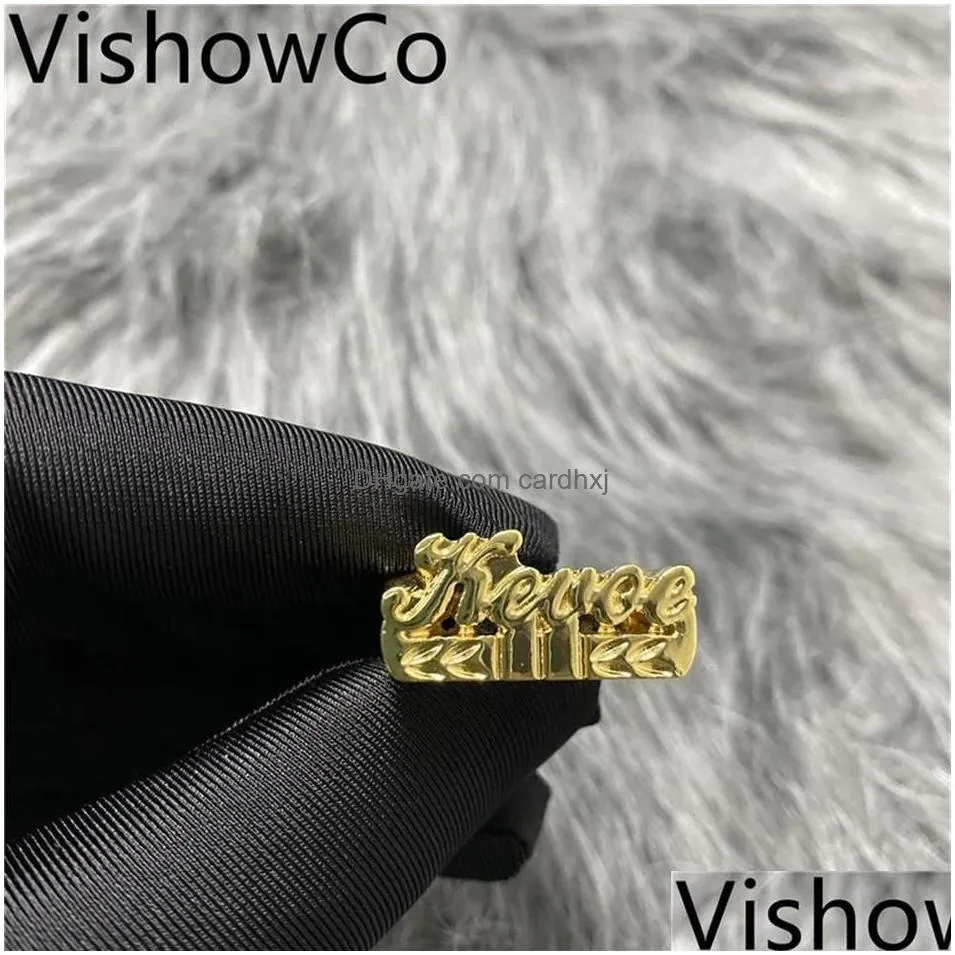 Cluster Rings Vishowco Custom Name Ring Gold Personalized Stainless Steel Hip Hop Women Fashion Letter For Gift 220726263U Drop Delive Dhn8K