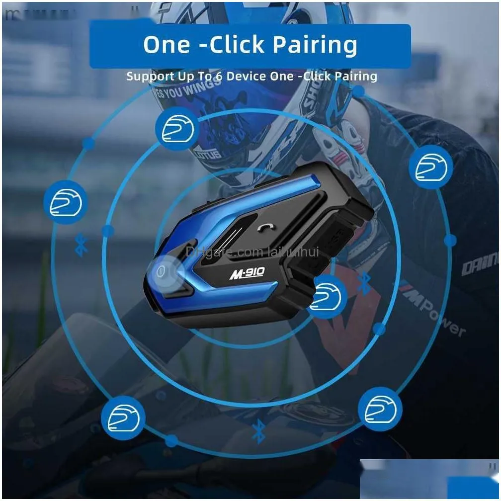 walkie talkie wayxin helmet headsets m910 pro motorcycle intercom 6 riders interphon one button pairing talk listen to music at the same time