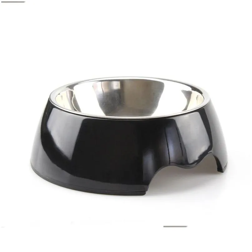 Dogs Cats Bowls Removable Stainless Steel Anti-Skid Round Melamine Stand Food Water Bowl for Small Medium Large dogs Y200917