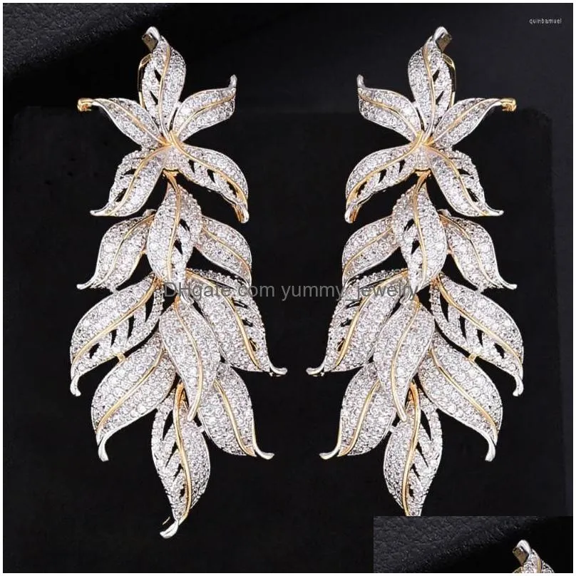 Dangle & Chandelier Dangle Earrings Brand European Style Feather Leaf Pendant Earring Enthusiasm Jewelery For Women Fashion Wedding Bi Dhlve