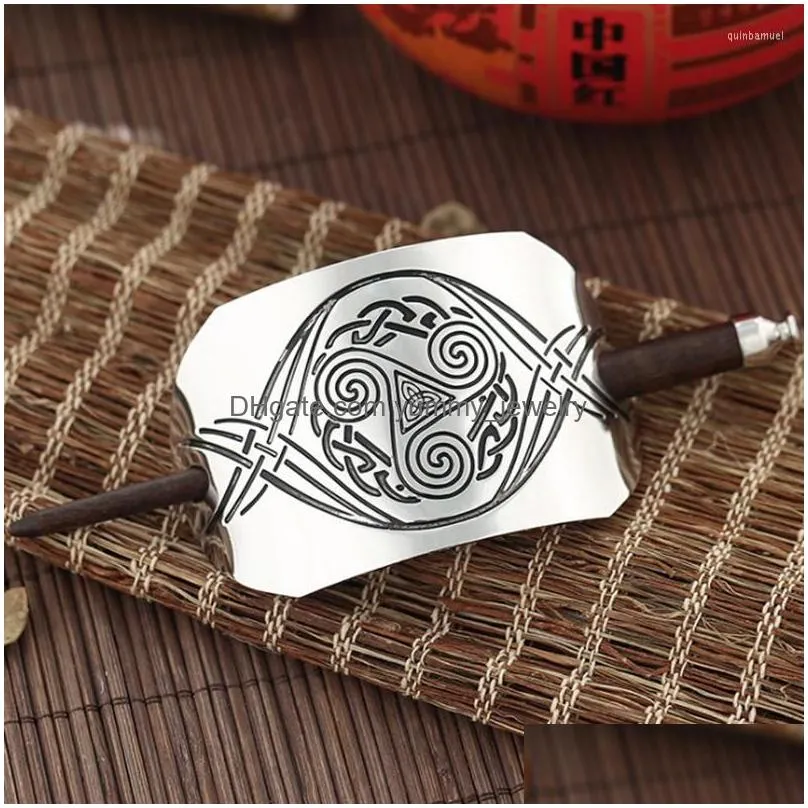Other Hair Jewelry Sticks Pins Knot Slide With Wood For Men Women Uni Drop Delivery Jewelry Hairjewelry Dhvpb