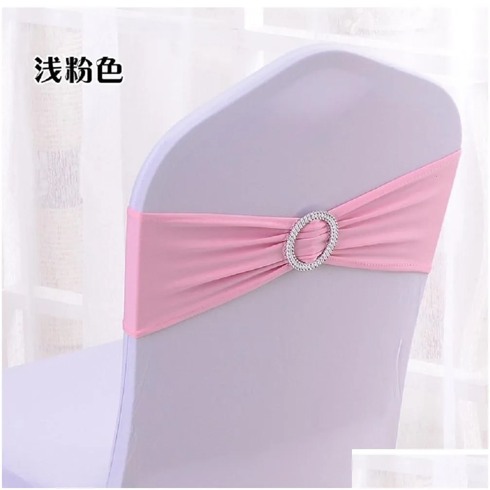 Sashes 10Pcs el elastic chair cover decorative buckle elastic banquet chair cover free elastic hoop belt chair back bow chair stream