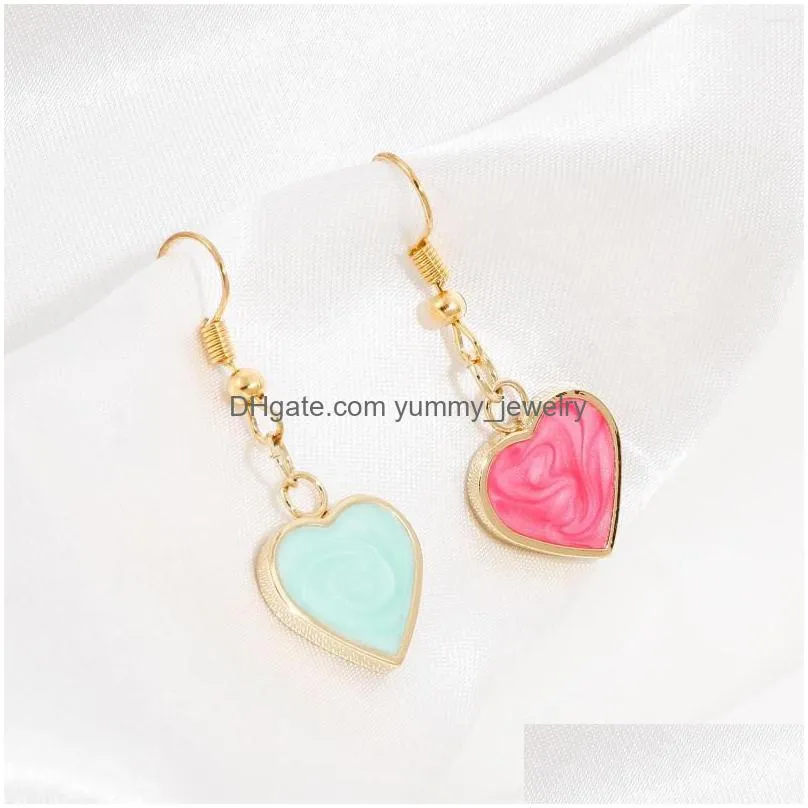 Charms Charms 2 Pcs Copper Valentines Day 18K Gold Plated Mticolor Pearlized Heart Enamel Pendants For Diy Jewelry 22Mm X 5Mm Drop Del Dhjk0