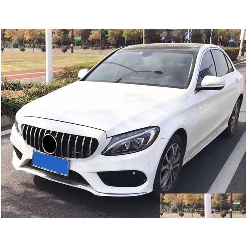 c class w205 racing grill abs material grilles for c-class 2015-2018 replacement mesh grille front bumper