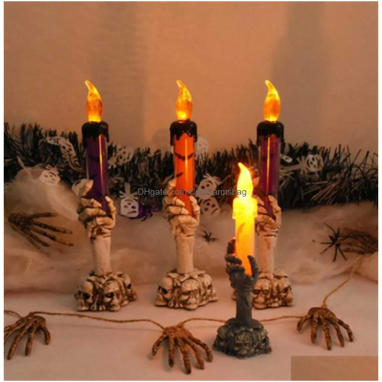 Other Event & Party Supplies New Halloween Led Candle Light Skl Ghost Hand Smokeless Horror Props Party Decoration Supplies Childrens Dhgyu
