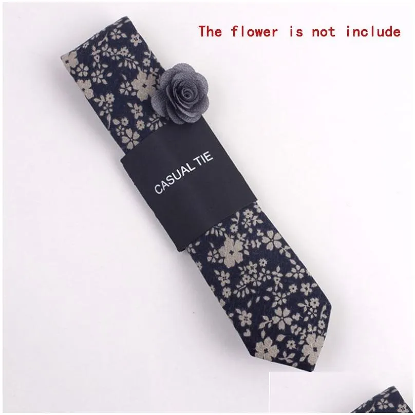 Neck Ties New Fashion Men Floral Print Tie Suit Skinny Ties Slim Cotton Neck Necktie For Wedding Christmas Drop Delivery Fashion Acces Dhtkq