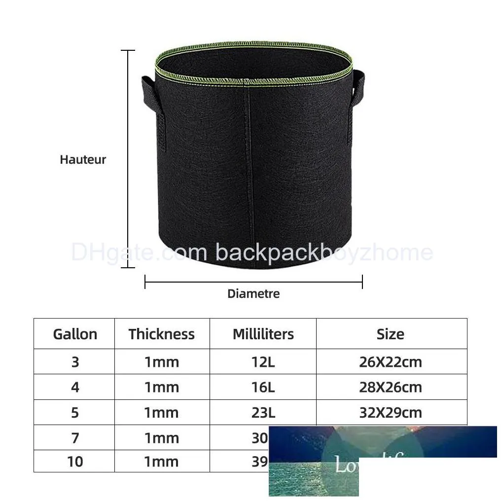 5 pcs 310 gallon grow bags felt plant grow pot potato tomato planting bag garden vegetables plant bags fabric flower pots factory price expert design quality