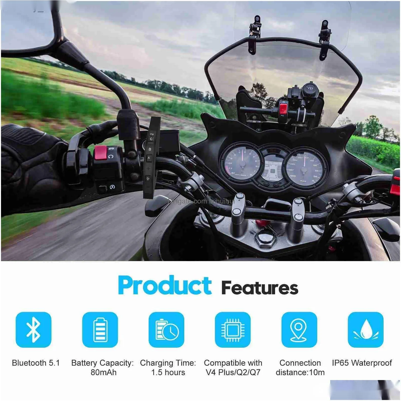 walkie talkie ejeas q7 motorcycle helmet bluetooth headset intercom up to 7 riders wireless interphone v5.1 waterproof handlebar remote quick7