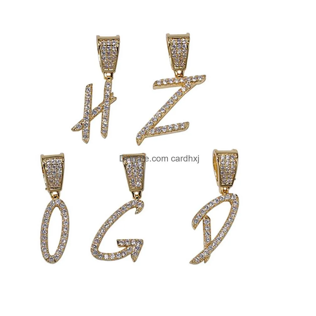 Pendant Necklaces Gold Sier Az Letters Pendant Necklaces Whos Initial Micro Letter Charm For Men Women With 24Inch Rope Chain2891677 D Dhig1