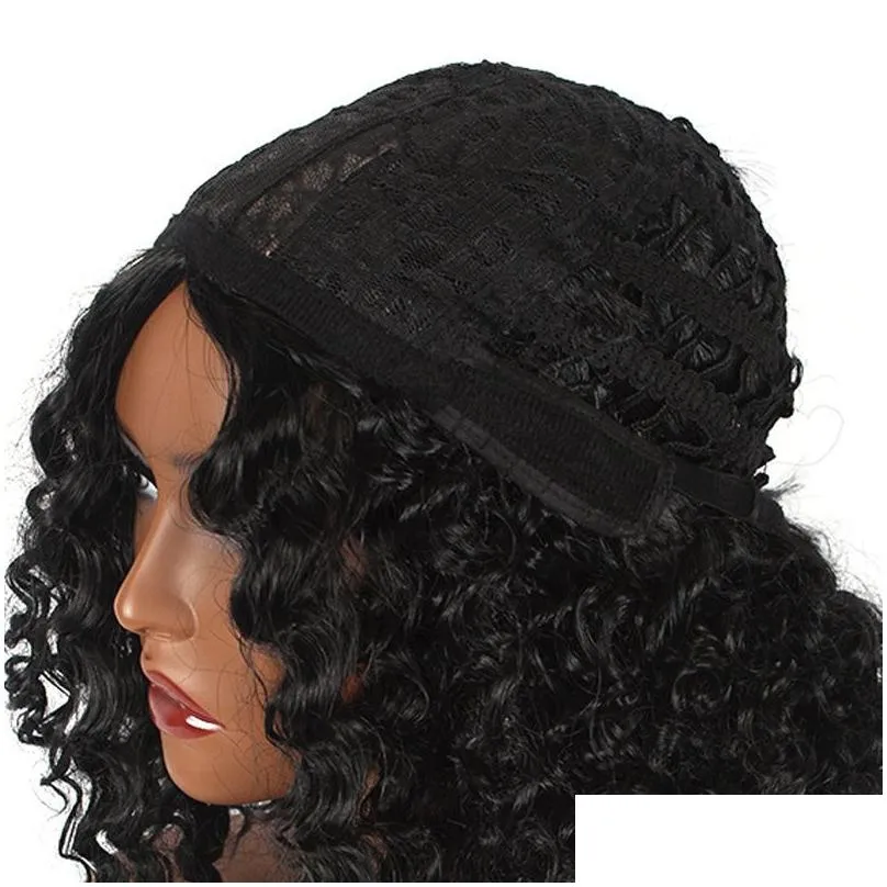 woodfestival afro kinky curly wig synthetic black wigs for african american long hair middle hairline women