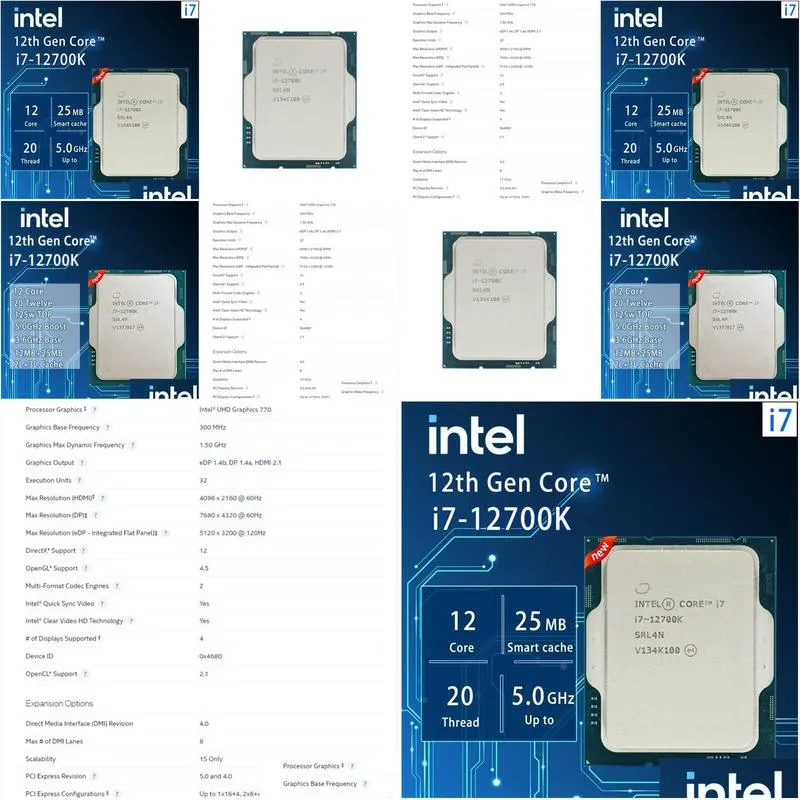 CPUs Intel Core i712700K i7 12700K 36 GHz TwelveCore TwentyThread CPU Processor 10NM L325M 125W LGA 1700 but without fan 231120