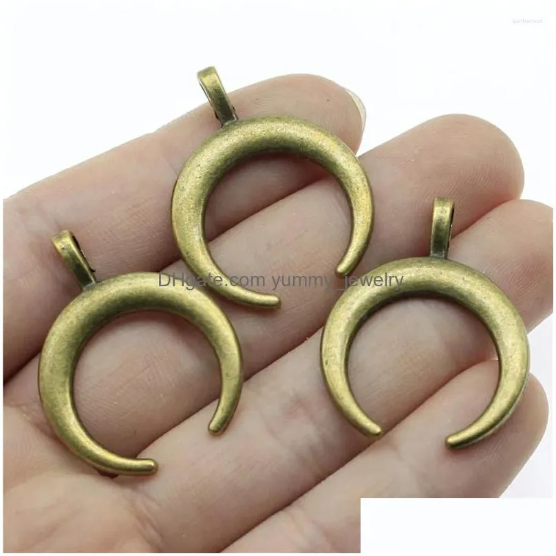 Charms Charms 10Pcs 33X26Mm Pendant Horns Crescent Moon Charm Pendants For Jewelry Making Antique Sier Plated Drop Delivery Jewelry Je Dhoks