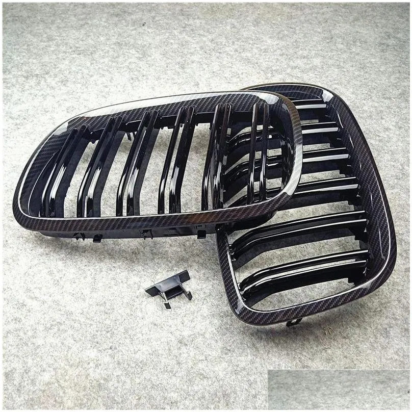 car front bumper air intake kidney grille for bmw x5 x6 e70 e71 abs double slat mesh grilles 2007-2013